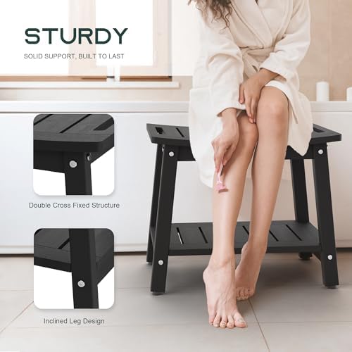 Waterproof HDPE Shower Bench for Inside Shower, Shower Stool, Black - Image 4