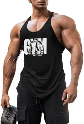 BaronHong Men's Cotton Workout Tank Tops Dry Fit Gym Bodybuilding Training Fitness Sleeveless Muscle T Shirts - Image 2