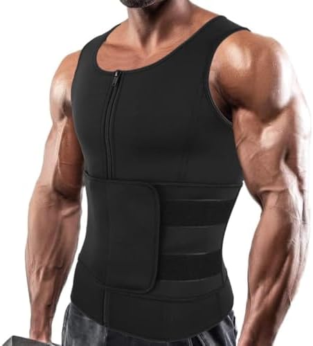 SHAPERIN Men Neoprene Sauna Zipper Waist Trainer Vest Tank Top Trimmer Body Shaper by SHAPERIN