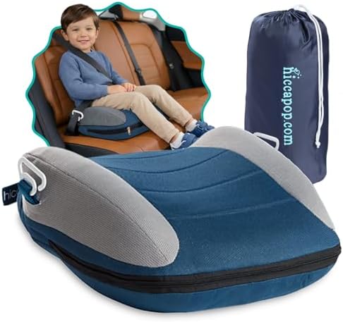 UberBoost Inflatable Booster Car Seat, Travel Booster Seat, Navy/Gray by hiccapop