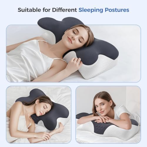 Cervical Neck Pillow for Neck Pain Relief,Memory Foam Neck Pillow for Sleeping,Orthopedic Neck Support Pillow for Back Stomach Sleepers,Ergonomic Pillow with Pillow Covers - Image 5