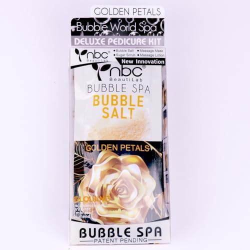 Pedicure Kit Foot Soak Set: Bubble Salt, Sugar Scrub, Massage Mask, Massage Lotion in a Box, 4 Step Foot Spa Kit for Dry Feet,Tired Feet (1 Set Golden Petals) - Image 6