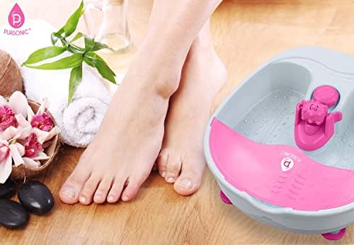 Pursonic Foot Spa Massager with Vibrating Bubbles & Tea Tree Oil Foot Salt Scrub with Epsom Salt 10oz Gift Set, Melts Away Stress and Revitalizes Tired Feet,Pink - Image 3