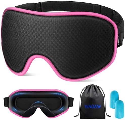 WAOAW Sleep Mask for Men Women: Blackout Eye Masks for Sleep - 3D Breathable Soft Comfortable Eye Mask for Travel - Adjustable Light Blocking Night Masks for Sleeping by WAOAW