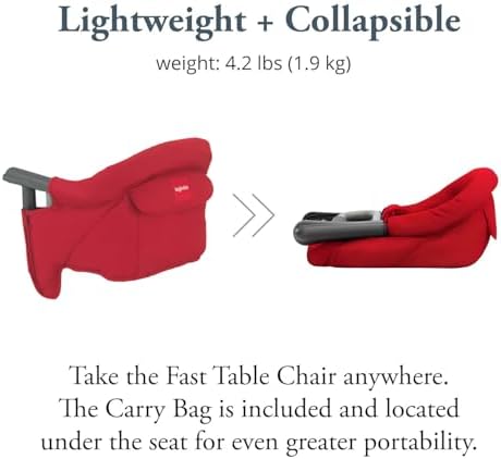 Inglesina Fast Table Chair - Red + Fast Dining Tray - Portable Baby High Chair - for Babies & Toddlers up to 37 lbs - Fits Tables 0.8'' to 3.5'' Thick - Compact & Easy to Use - Travel Bag Included - Image 3
