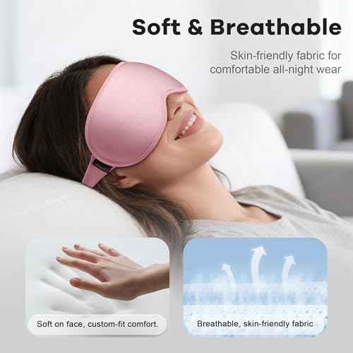Weighted Eye Mask for Sleeping 2 Pack: Gentle Pressure Blackout Sleep Mask with 3D Contoured Cups, Zero Eye Pressure Sleep Mask for Lash Extensions, Memory Foam Travel Mask, Pink Purple - Image 6