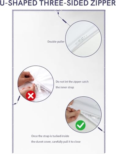 YnM 3-Side Zipper Duvet Cover for Weighted Blankets | Easy on, Easy Off White, 90"x104" - Image 4