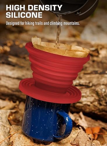 COLETTI Sierra Camping Pour Over Coffee Dripper — Collapsible Pour Over Coffee Dripper — Includes Pack of Paper Filters [Red, Pack of 1] - Image 6