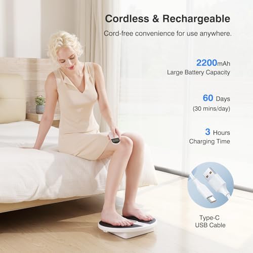 EaseZen EMS Foot Massager for Neuropathy, Rechargeable TENS & EMS Foot Circulation Stimulator for Pain Relief, 10 Modes & 20 Intensities, 2 Body Pads, Relieve Swelling, Cramps, RLS - Image 6
