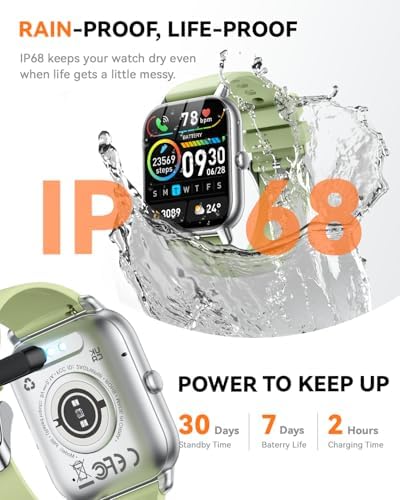 Smart Watches for Men Women, Fitness Tracker with Activity Counter/Sleep Monitor, IP68 Waterproof Smart Watch for Android iPhone iOS Compatible (Meadow Green, 1.83) - Image 6