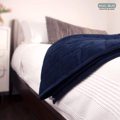 Weighted Blanket - 80"x87" - 25-lbs - Queen/King Size Bed - No Cover Required - for 120-180-lb Adult - Heavy Adult Comforter - Premium Glass Beads - Calming Stimulation Sensory Relaxation - Navy Blue - Image 6