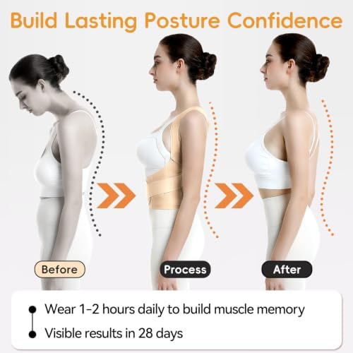 babaka Posture Corrector for Women, Invisible Lightweight Adjustable Back Brace for Upper and Lower Back Pain Relief, Hunchback, Hump, Scoliosis, Thoracic, Spine Corrector Under Clothes (Beige, Medium, Waist: 29''-35'') - Image 3