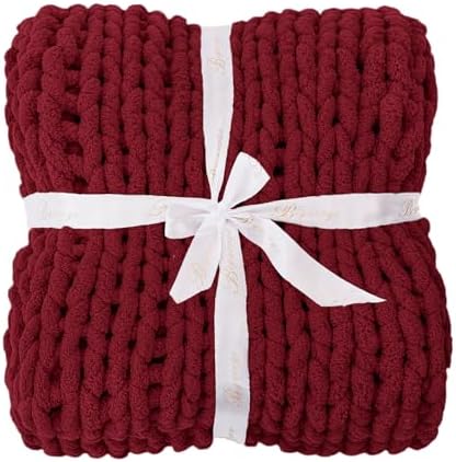 Bigacogo Chunky Knit Throw Blanket for Couch, 40x60 inches, Red - Image 7
