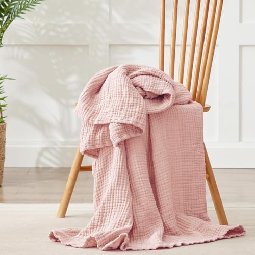 100% Cotton Muslin Blanket Twin 60" x 80", Breathable and Lightweight Cotton Twin Blankets for Couch, Soft Cooling Summer Gauze Blanket for Adults All Season, Medium Grey - Image 4