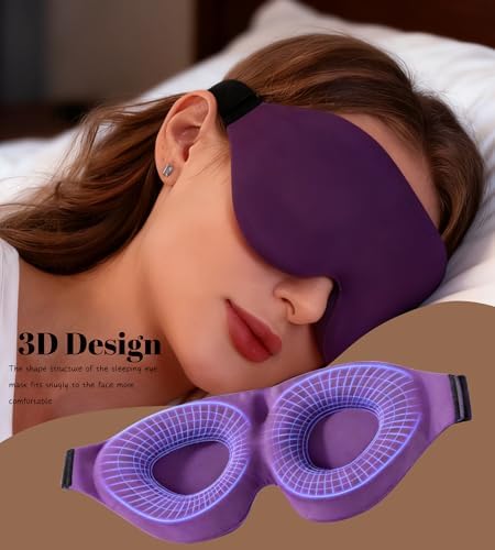 Sleep Mask for Women Men Comfortable Blockout Soft 3D Padded Eye Mask for Sleeping Side Sleeper Friendly Purple - Image 2
