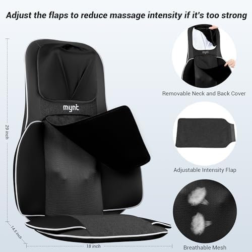 Mynt Shiatsu Neck Back Massager for Chair with 10 Deep Kneading Nodes Black - Image 6