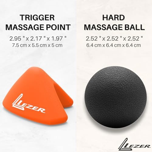 LEZER, Trigger Massage Point, Manual Massage Ball, Muscle Knots Relief Tool, Myofascial Release, Physical Therapy, Plantar Fasciitis, Set of 2 (Orange Trigger and Black Ball) - Image 2