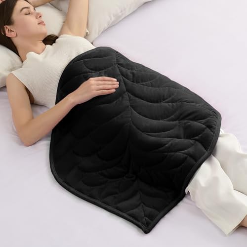 Kaisa Weighted Lap Blanket for Adults, 5 lbs, 23"x29", Leaf Pattern, Black by Kaisa