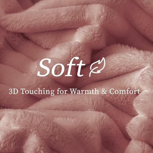 BEDELITE Ribbed Fleece Throw Blanket for Couch, Dusty Pink, 50"x70" - Image 4