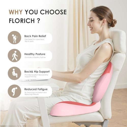 FLORICH Upgraded Ergonomic Memory Foam Car Seat Cushion with Lumbar Support, Non-Slip, Washable Driving Seat Cushion for Back & Sciatica Pain Relief, Large Car Seat Cushion Driver, Office-Pink - Image 5