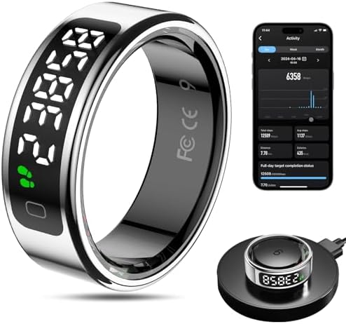 Smart Ring Health Tracker for Men/Women,Fitness Ring Sleep Tracker,Fast Charging for Long-Lasting Use,for Pedometer Exercise,Monitor Sleep, Heart Rate, Stress,Waterproof(Silver2,11) by MagLoop
