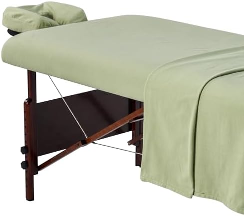 Master Massage Cotton Flannel Sheets Set (3 Piece Set) Massage Table Cover Set, Beauty Salon SPA Bed Replacement Cover, Includes Table Cover, Face Cushion Cover, Table Sheet, Lily Green by MasterMassage