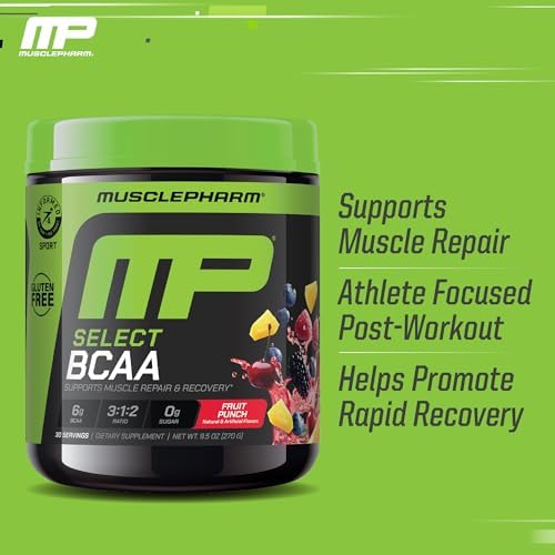 MusclePharm Essentials BCAA Powder, Pre & Post Workout Recovery Drink, Supports Muscle Recovery & Energy, Essential Amino Acids, 30 Serv, Fruit Punch - Image 4