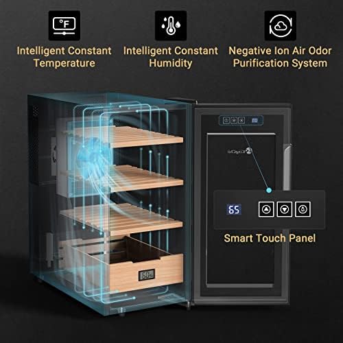 KingChii 26L Electric Cigar Humidors with Temperature Control System, Cigar Cabinet with Spanish Cedar Wood Shelves & Hygrometer, Gifts for Men (4 Layers 200 Capacity) - Image 3