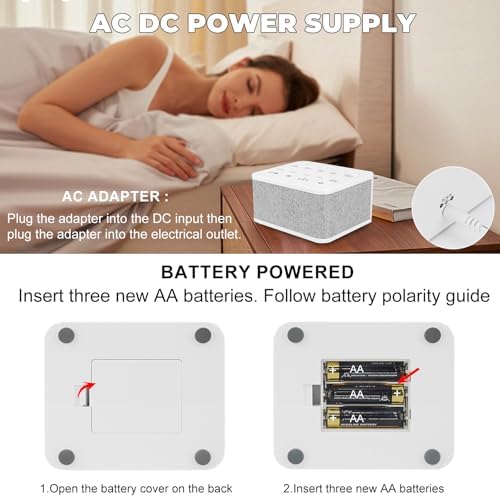 White Noise Sound Machine, Protable Travel Noise Sound Machine for Sleep with 10 Natural Soothing Sounds for Adults Baby Kids, Rechargeable Brown Noise Machine with Timer for Home Office, White - Image 4