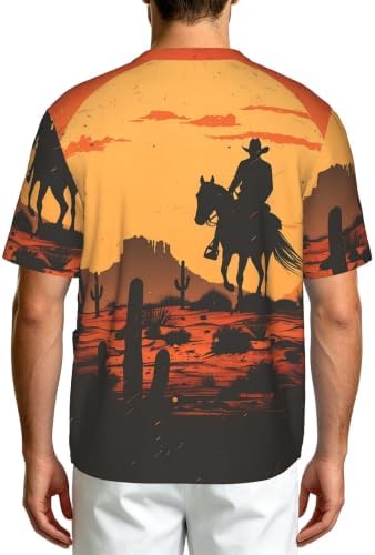 Men's Scrub Top,V-Neck Spill Wrinkle Resistant,3 Pockets-Western Cowboy Theme (3) - Image 2