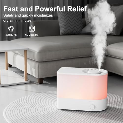 MEGAWISE 6L Humidifier,Ultrasonic Cool Mist Humidifier with Top Fill Design - Image 5