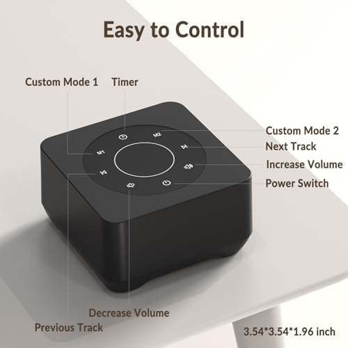 White Noise Sound Machine, Noise Machine for 20 Soothing Sounds, 2 Customizable Shortcut Buttons, Timer, Memory Function, USB-A Cable Included (Battery&Adapter NOT Included)for Baby, Kids&Adult(Black) - Image 2