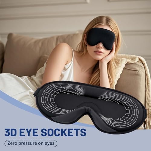 Eye Masks for Sleep, Sleep Masks, Sleep of 3D Light Blocking Blindfold, 3D Contoured Cup Sleeping Mask, Lash Extensions 3D Sleeping Mask, Travel Essentials for Flying, Eye Covers for Sleeping - Image 5