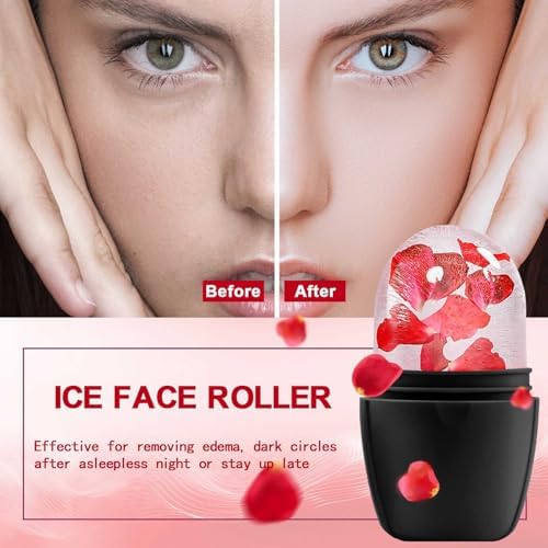 XHJRI Ice Face Roller Massager,Ice Cube Roller for Face, Eyes and Neck Naturally Conditioning and Skin Care,De-Puff Eye Bags,Reduce Migraine Pain,Reusable Massage Silicone Ice Mold (New Black White) - Image 2