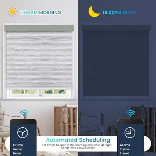 Motorized 100% Blackout Roller Shades – Custom Smart Blinds with Remote Control, Rechargeable Battery or Plug-in Motor, Tuya WiFi Optional, Home & Office Automatic Window Shades (Dove Gray/CH9426) - Image 6