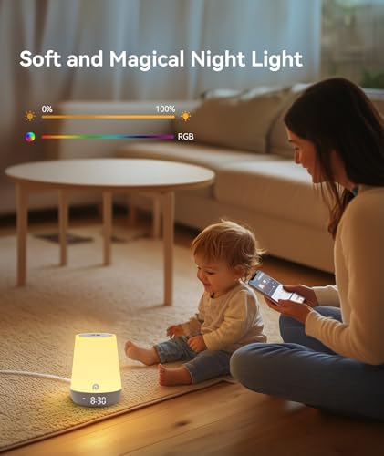 Dreamegg Sound Machine Baby - White Noise Sound Machine Baby With Night Light, Ok to Wake Alarm Clock, 34 Soothing Sounds, Sleep Trainer, Routine Builder, App Control for Kids Nursery Sleeping Bedroom - Image 4