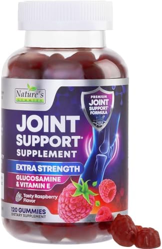 Joint Support Gummies - Extra Strength Glucosamine Gummy Supports Flexibility, Joint & Cartilage Health for Back, Knees, Hands - Natural Vitamin E for Immune Support for Women & Men - 120 Gummies by Nature%27s+Gummies
