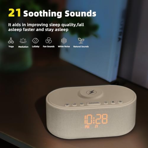 Odokee Sound Machine Alarm Clock for Bedrooms with Wireless Charging - Image 4