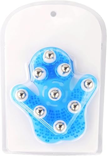 SAMYO Palm Shaped Massage Glove Body Massager with 9 360-degree-roller Metal Roller Ball Beauty Body Care (Blue) - Image 6