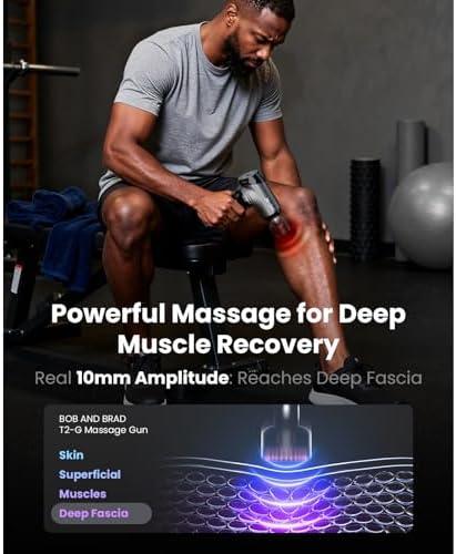 BOB AND BRAD T2 Ultra Deep Tissue Massage Gun, Heat & Red LED, Percussion - Image 5