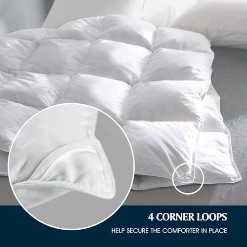 Serta Goose Feather Down Fiber Comforter Twin Size - 100% Cotton Cover Duvet Insert - Hotel Luxury Hypoallergenic Bedding Comforter Light Warmth 68 x 90 Inch White - Image 3
