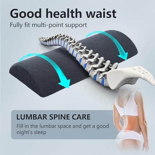 Cozyhealth - 2.95" H*18.7" L - Soft Small Lumbar Pillow for Sleeping, Memory Foam Back Lumbar Support Cushion for Lower Back Pain Relief Bed Waist Sleep Support Pillow for Side, Back(Dark Grey, Small) - Image 4