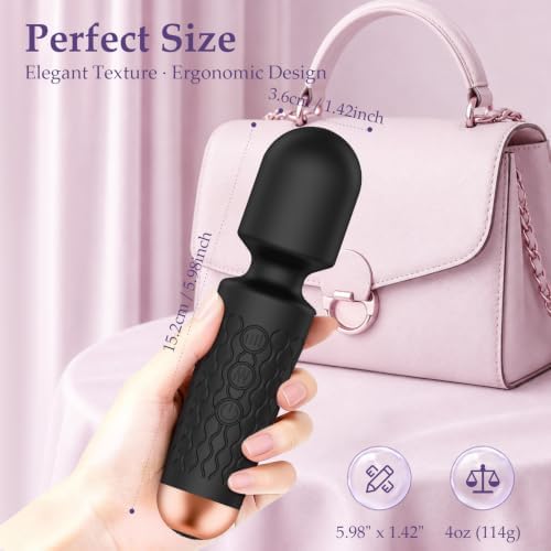 Upgraded Cordless Rechargeable Mini Handheld Massager, 20 Modes 8 Speeds, Premium Silicone, Black, On-the-Go Stress Away & Full Body Muscle Relaxation - Image 6