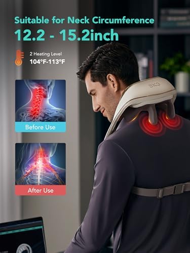 SKG H5mini Neck and Traps Massager with Heat for Deep Tissue Relief, Father's Day Dad Gifts, 6D Hand Kneading, Cordless Neck and Shoulder Massager, Hands-Free Wireless for Men and Women - Image 4