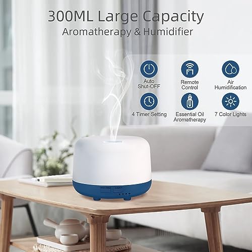 Marchred 300ML Essential Oil Diffuser with Remote Control, 7 LED Color Changing Light,Ultrasonic Cool Mist Scent Humidifier - Image 2