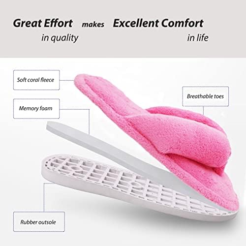Onmygogo Indoor Slippers for Women Open Toe with Memory Foam, Soft Faux Fur Nonslip House Slippers - Image 6