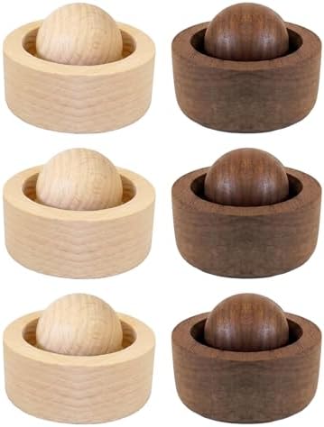 6PCS Wooden Essential Oil Diffuser, No Electricity Needed, Compact Round Ball Design Passive Aroma for Home Office Car (3 Beech & 3 Walnut) by Unknown