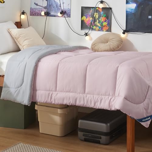 Bedsure Twin XL Comforter Duvet Insert, All Season Bed Comforter, Quilted Down Alternative Duvet, Box Stitched Comforters with Corner Tabs, Machine Washable, 68 x 92 Inches (Pink/Grey) by Unknown