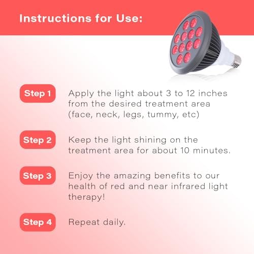 hooga Red Light Therapy Bulb, 660nm & 850nm Red & Near Infrared Light, 12 Dual-Chip LEDs, Targeted Light Bulb with Base & Braided Power Cord for Home Wellness Routine, HG24 - Image 6