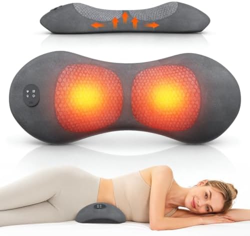 Smooth Triple Fusion Lumbar Back Massager – 3-in-1 Rechargeable Cordless Pillow: Heat, Vibration & Traction – Deep Tissue Pain Relief & Relaxation for Home & Office – Gift Idea by Huixinline